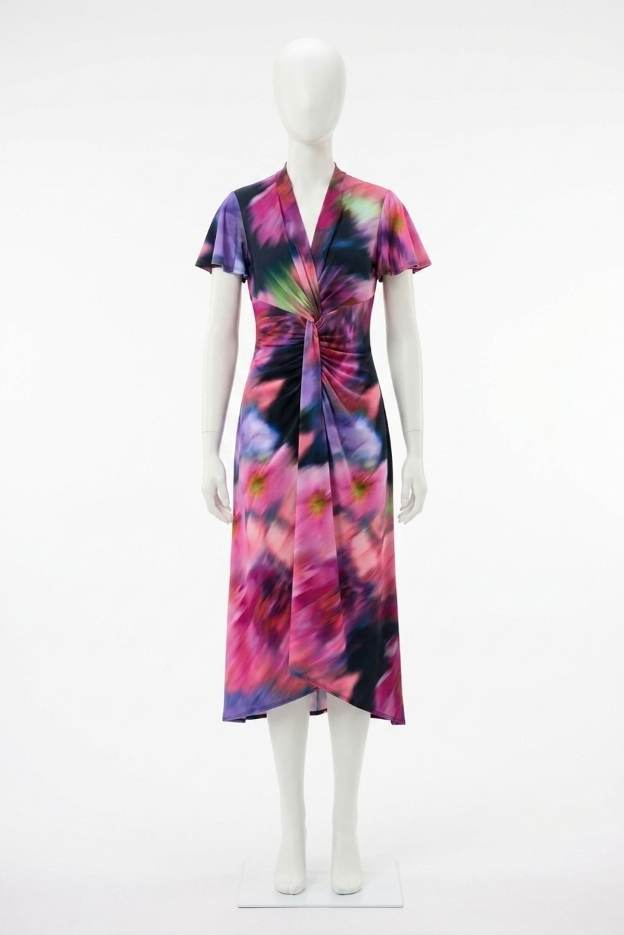 NEW JOSEPH RIBKOFF floral knot front midi dress
